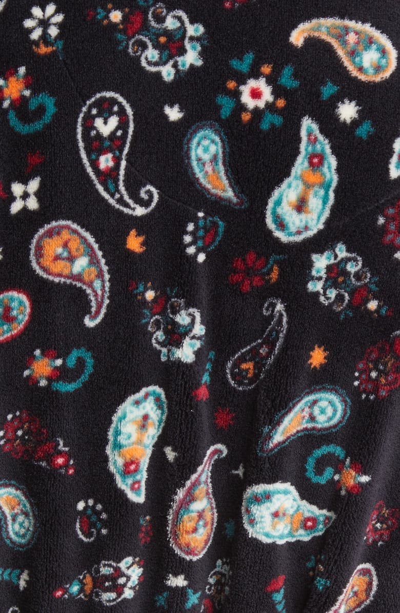 Majestic International Paisley Fleece Robe, Alternate, color, Black Paisley