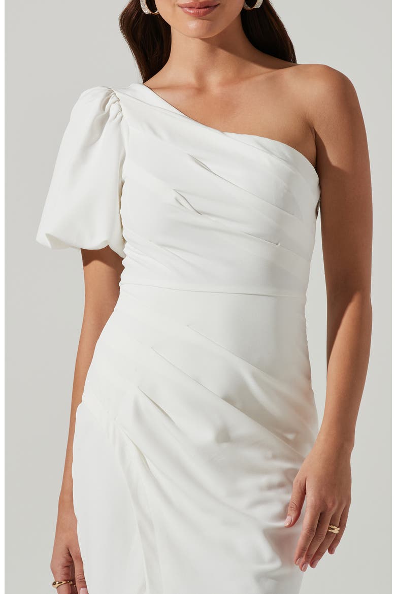 Joelle One-Shoulder Puff Sleeve Dress, Alternate, color, WHITE