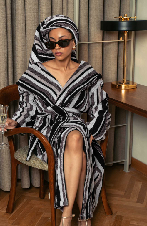 Italic Ultraplush Australian Cotton Bathrobe In Black
