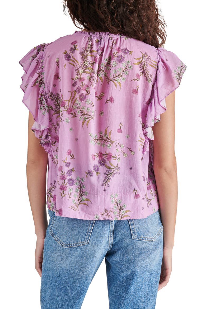 Bellamy Floral Ruffle Top, Alternate, color, PURPLE