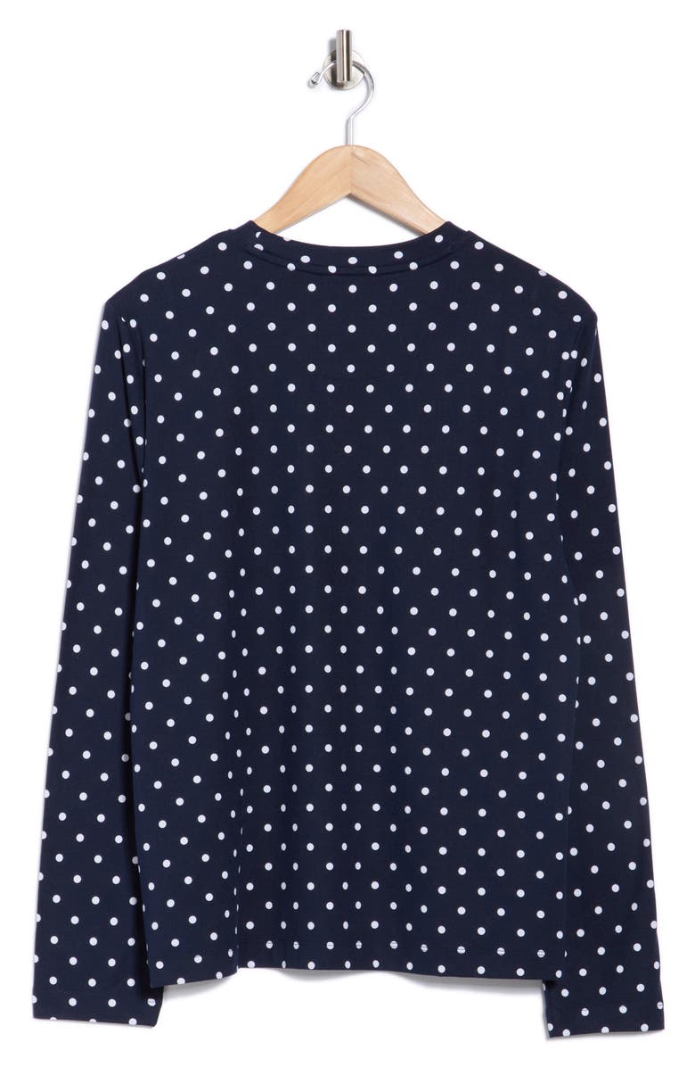 Brooks Brothers Polka Dot Long Sleeve Top, Alternate, color, Navy/ White