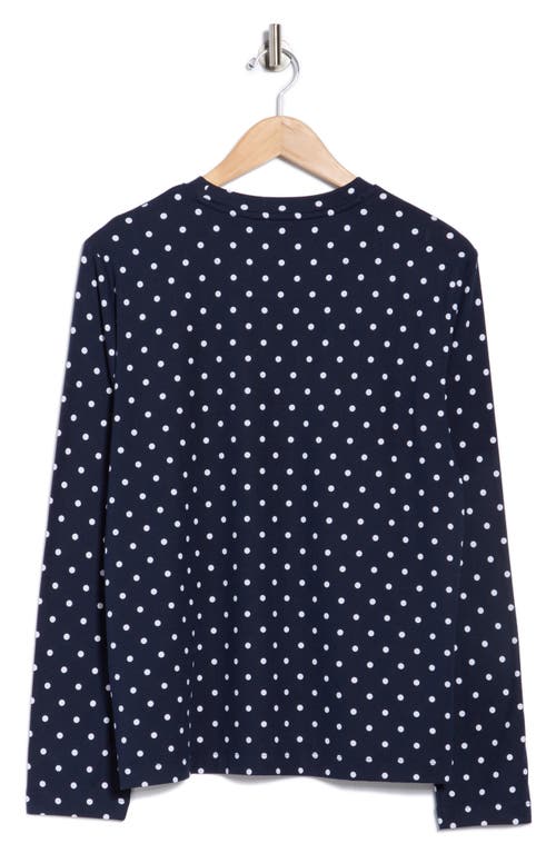 Brooks Brothers Polka Dot Long Sleeve Top In Blue