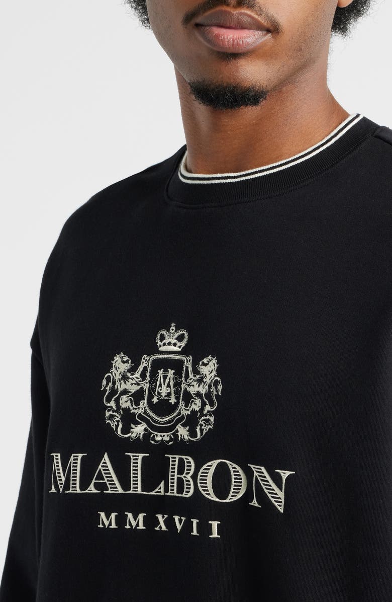 Malbon Golf Monarch Cotton Crewneck Sweatshirt, Alternate, color, Black