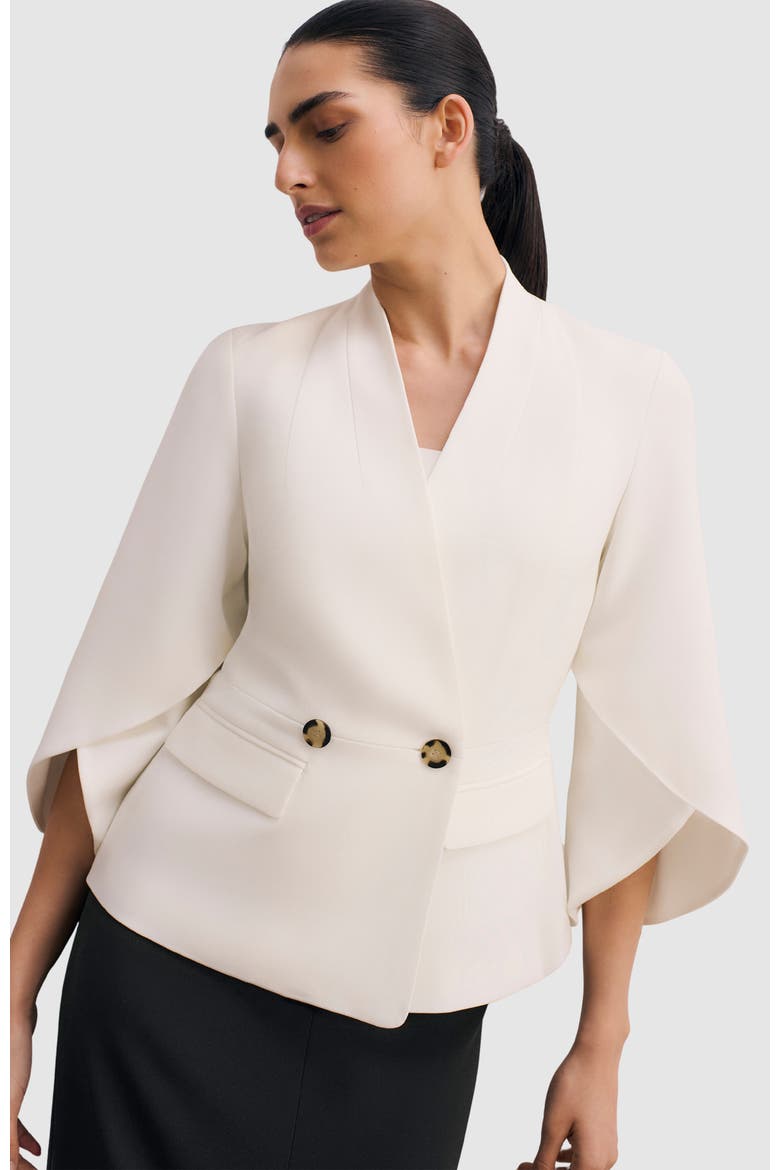 Signature Draped Cape Blazer, Main, color, White