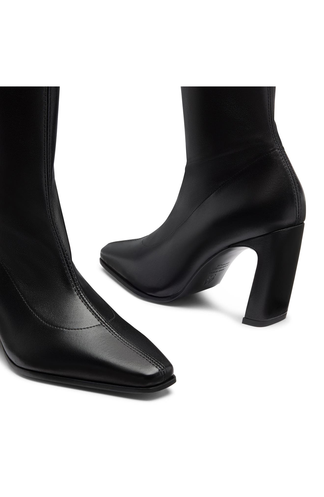 Stassi Stretch Leather Bootie, Alternate, color, BLACK