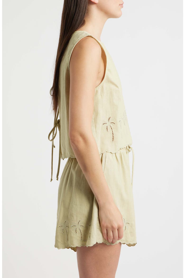 Lia Tie Back Sleeveless Linen & Cotton Top, Alternate, color, SAGE GREEN