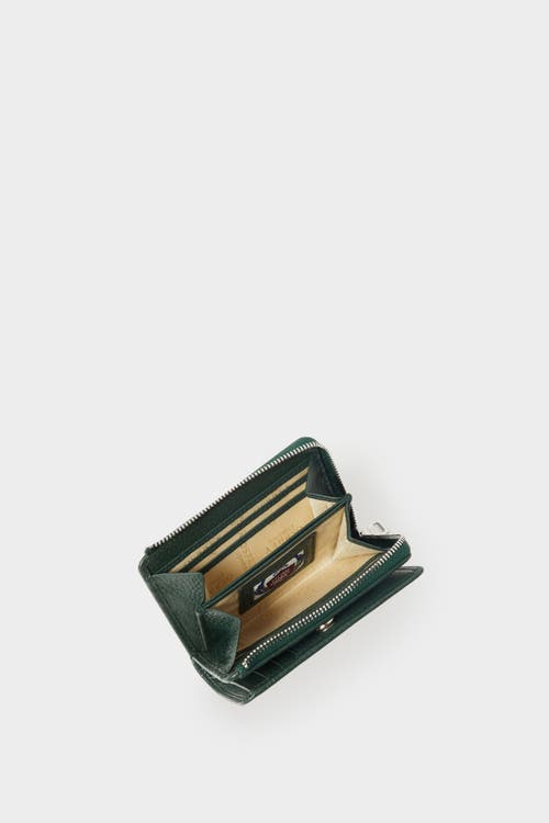 Osprey London The Core Medium Leather Zip Matinee Purse In Green