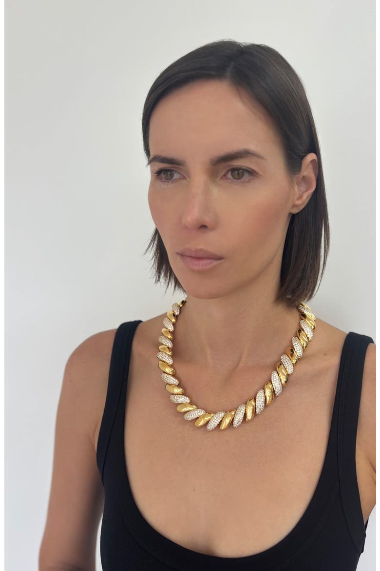 Pavé Twist Necklace, Alternate, color, GOLD