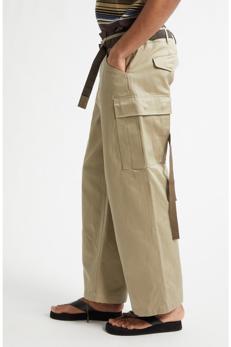 Extended Waist Cotton Chino Straight Leg Cargo Pants, Alternate, color, BEIGE