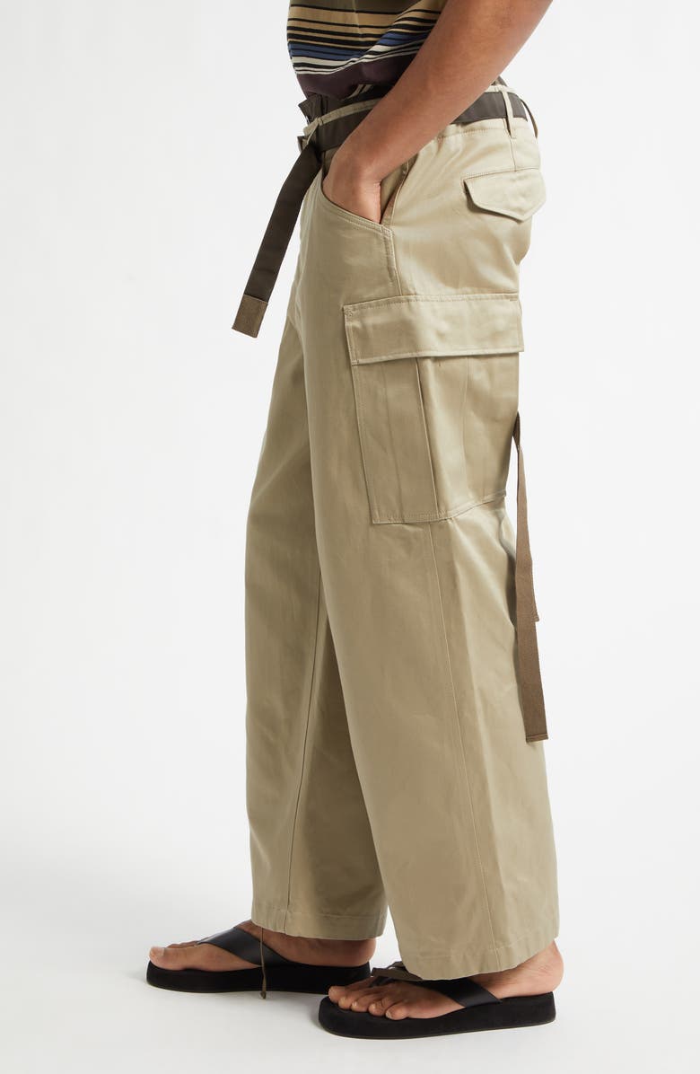 Sacai Extended Waist Cotton Chino Straight Leg Cargo Pants, Alternate, color, Beige