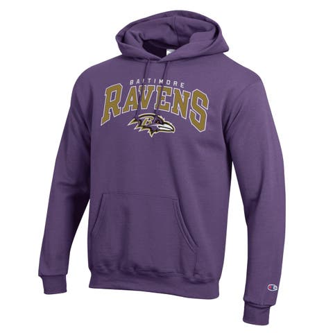 Men's Champion Purple Baltimore Ravens Powerblend Arch over Logo Hoodie
