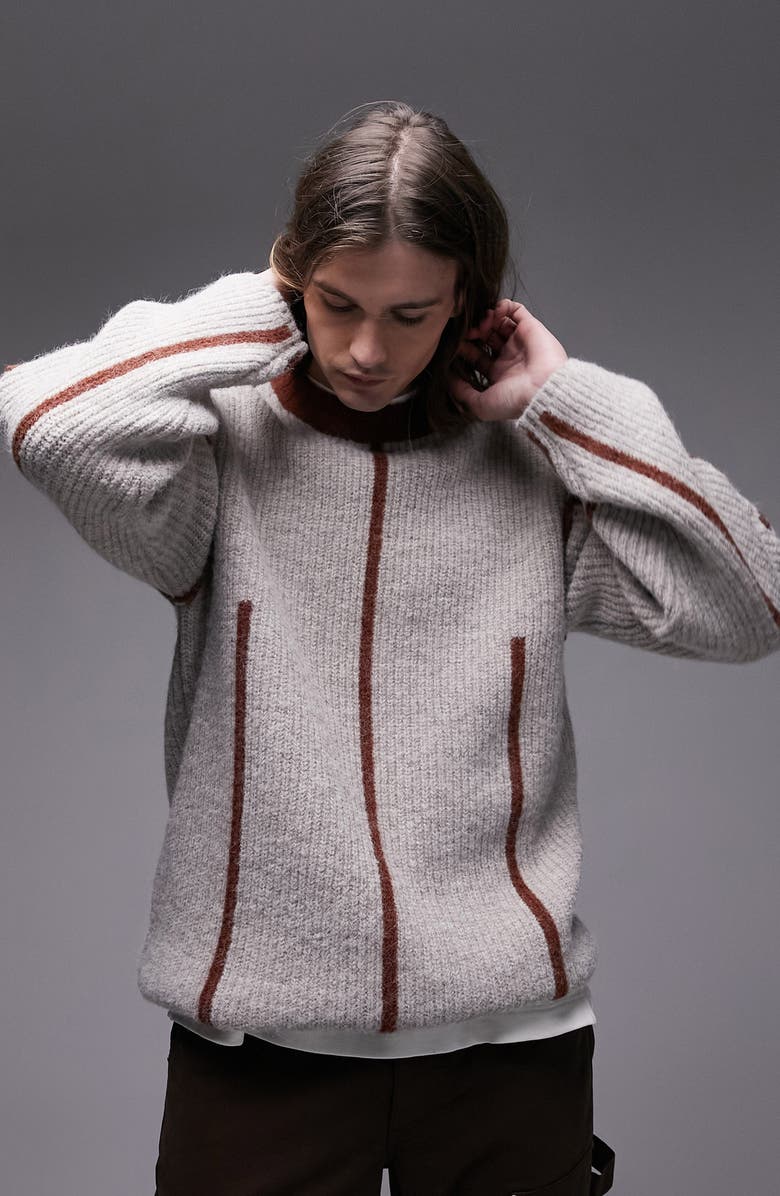 Topman Contrast Seam Sweater, Main, color,