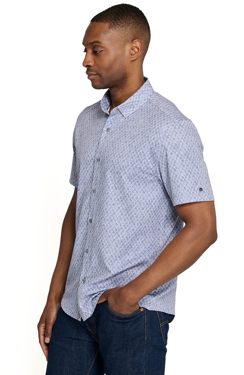 Brooklyn Brigade Prospect Shell Short Sleeve Button Down Performance Shirt, Alternate, color, Dusty Blue