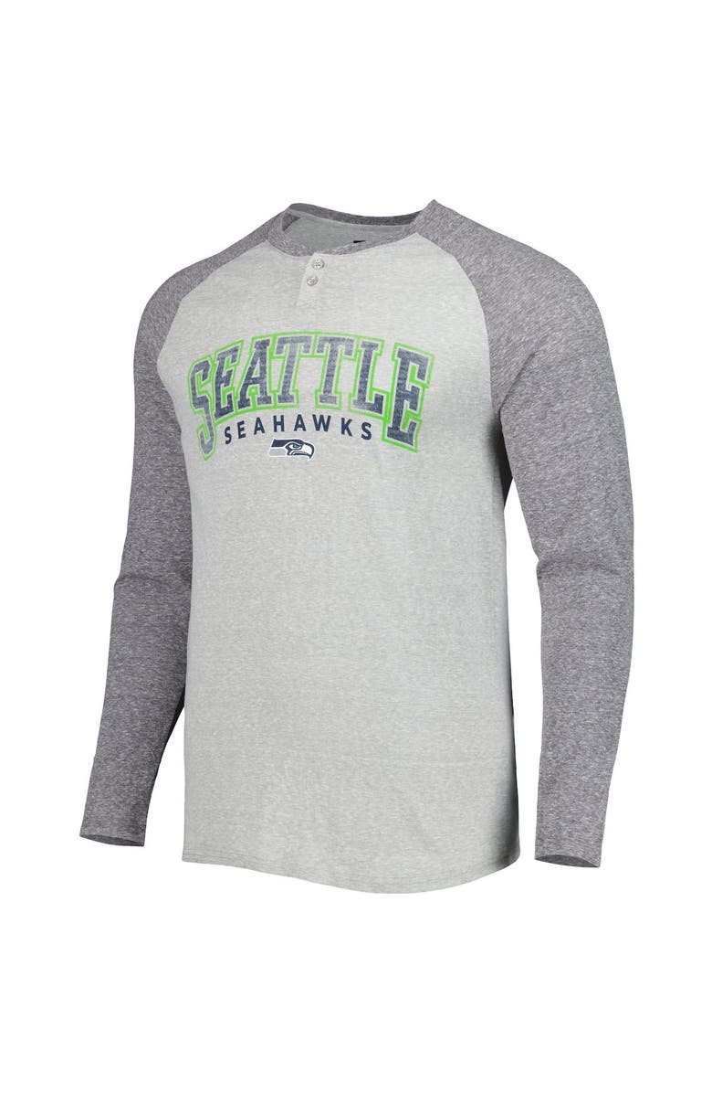 CONCEPTS SPORT Men's Concepts Sport Heather Gray Seattle Seahawks Ledger Raglan Long Sleeve Henley T-Shirt, Alternate, color, 