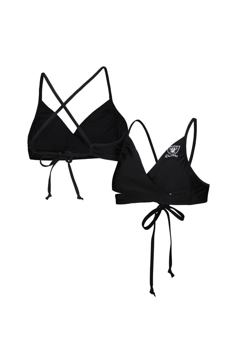 G-III 4HER BY CARL BANKS Women's G-III 4Her by Carl Banks Black Las Vegas Raiders Hall of Fame Bikini Top, Main, color, 