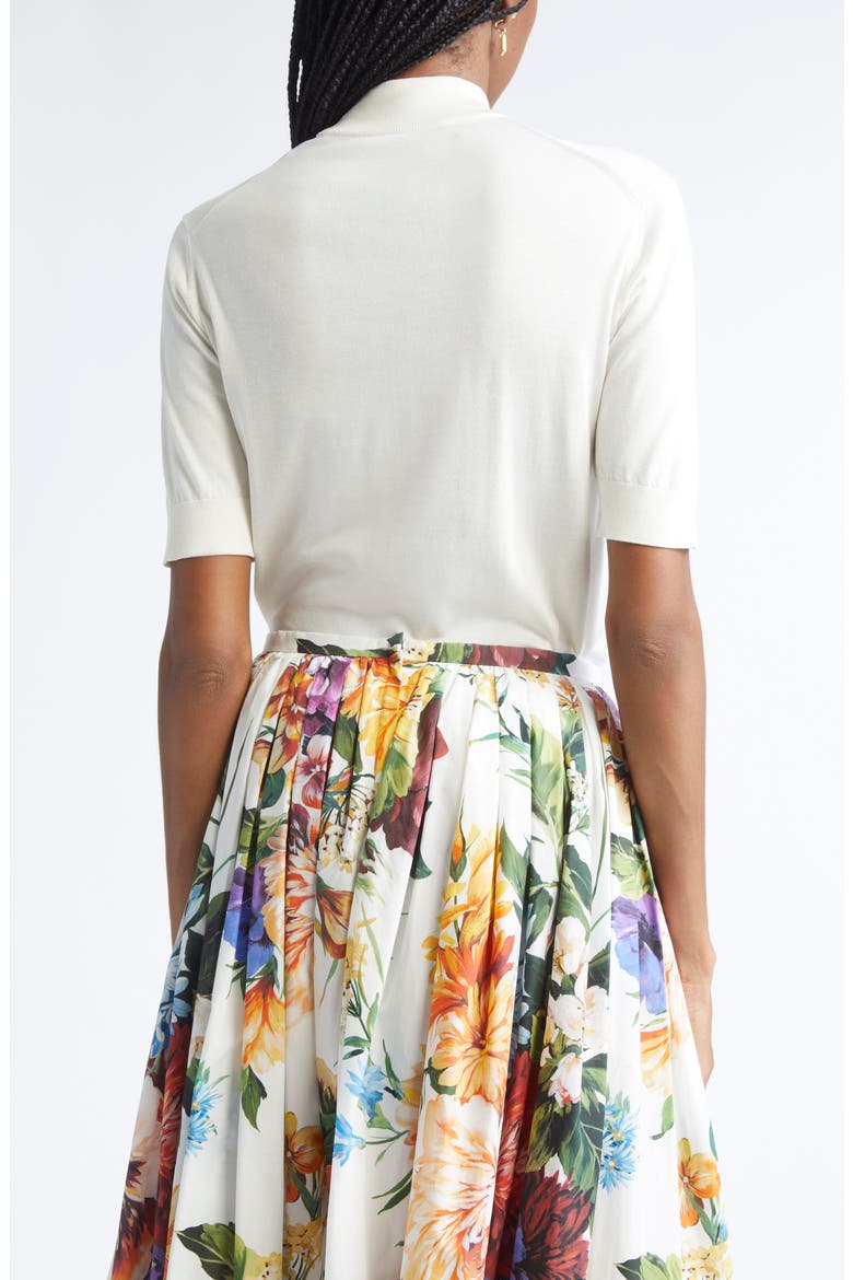 Floral Brooch Silk Sweater, Alternate, color, W0001 BIANCO NATURALE