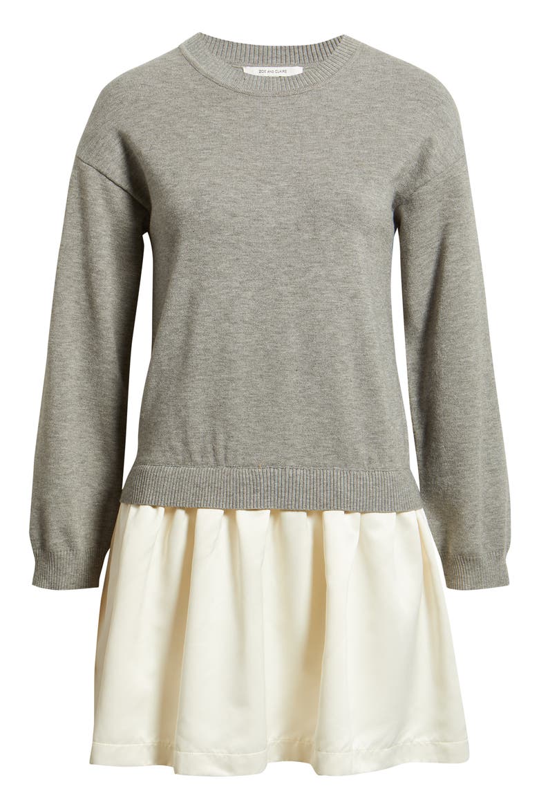 Mixed Media Sweater Dress, Alternate, color, LIGHT GREY