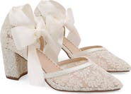 Kailee P Abby Lace Block Heel with Satin Ankle Tie
