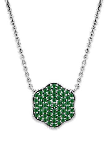 Samuel B. Pavé Emerald Flower Pendant Necklace In Green