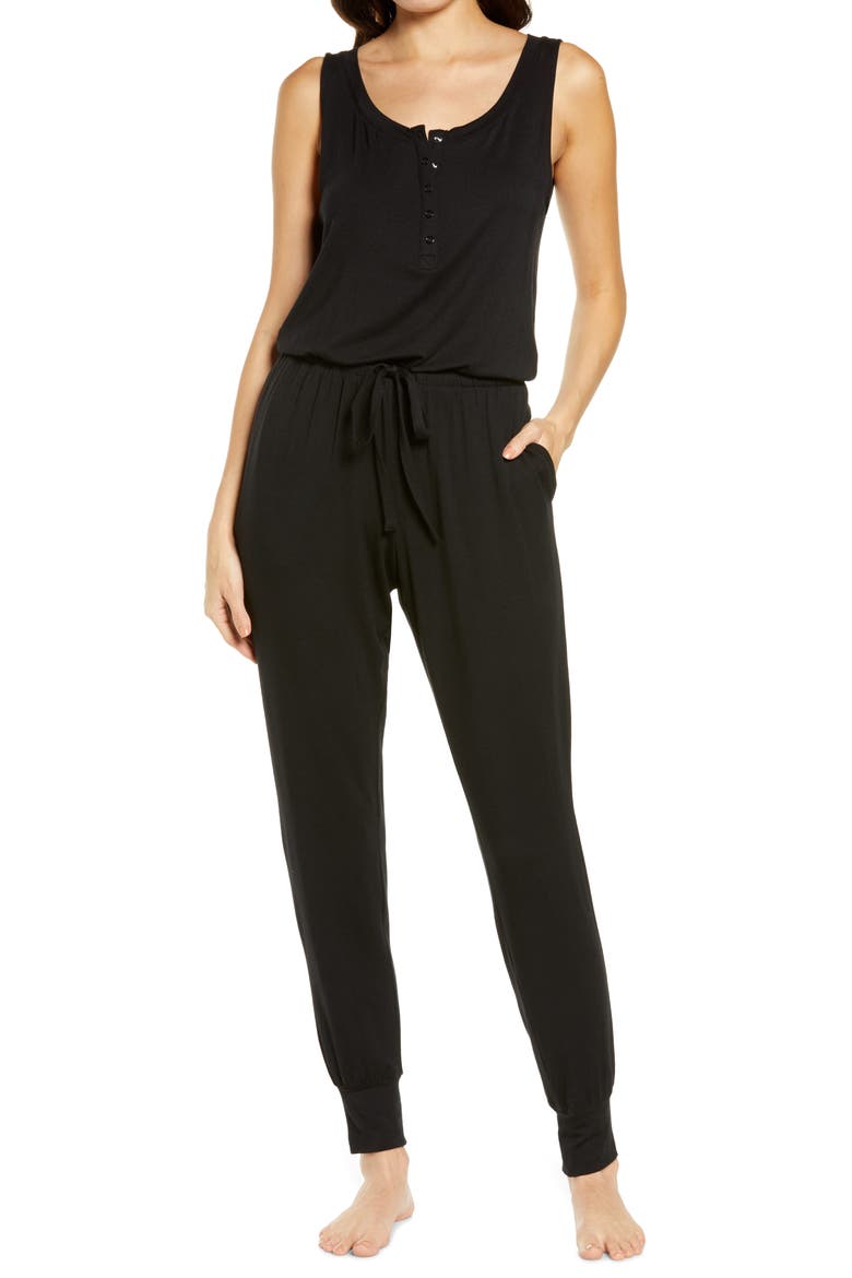 Moonlight Dream Henley Jumpsuit, Main, color, BLACK