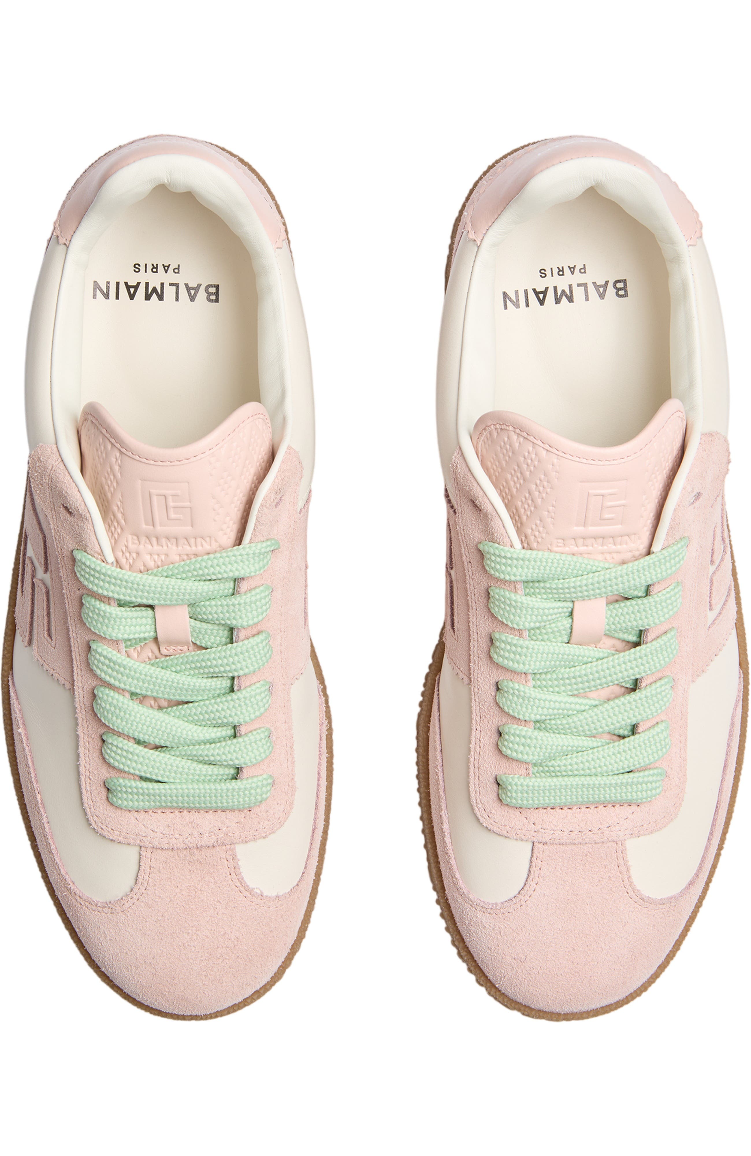 Balmain Swan trainers in smooth leather and suede, Alternate, color, Multicolor