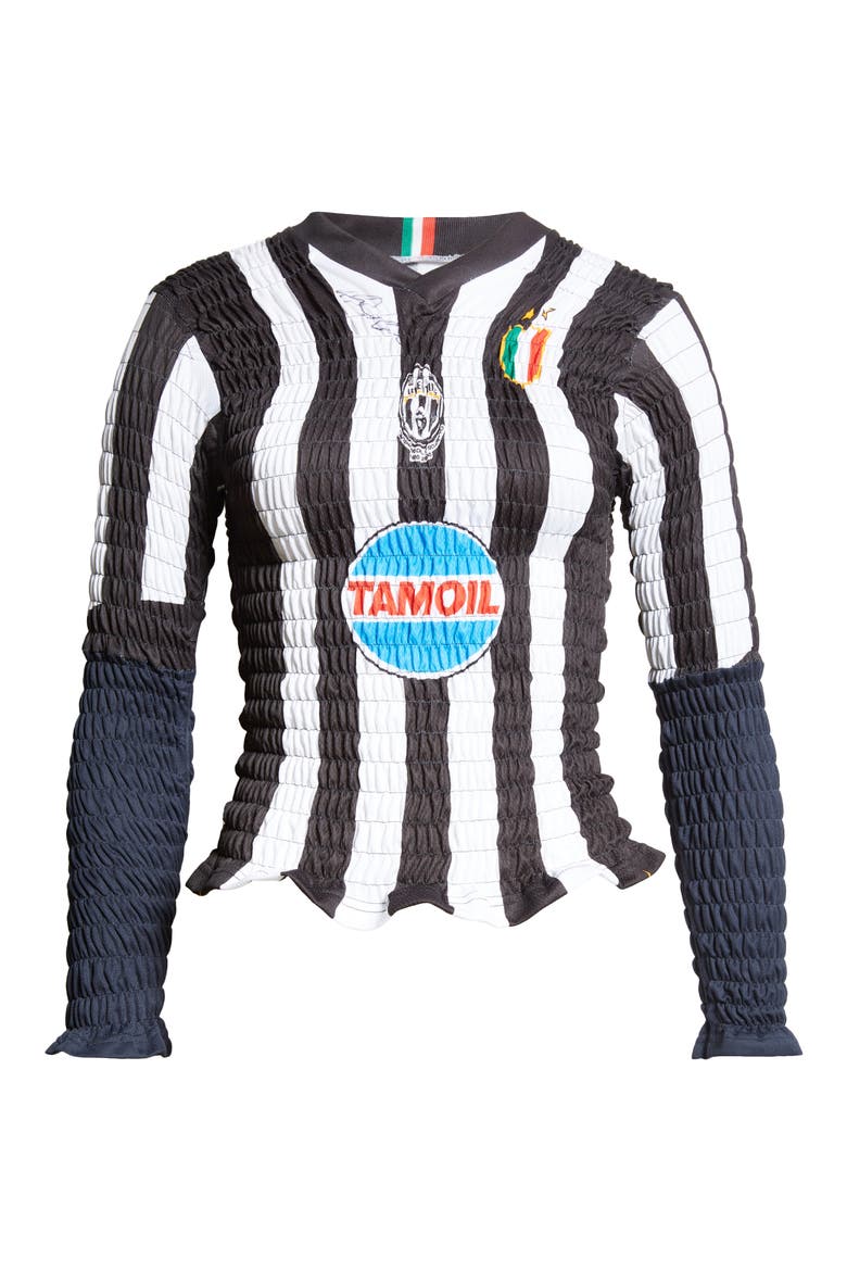 Shirred Soccer Jersey, Alternate, color, BLACK/ BLUE/ WHITE MULTI