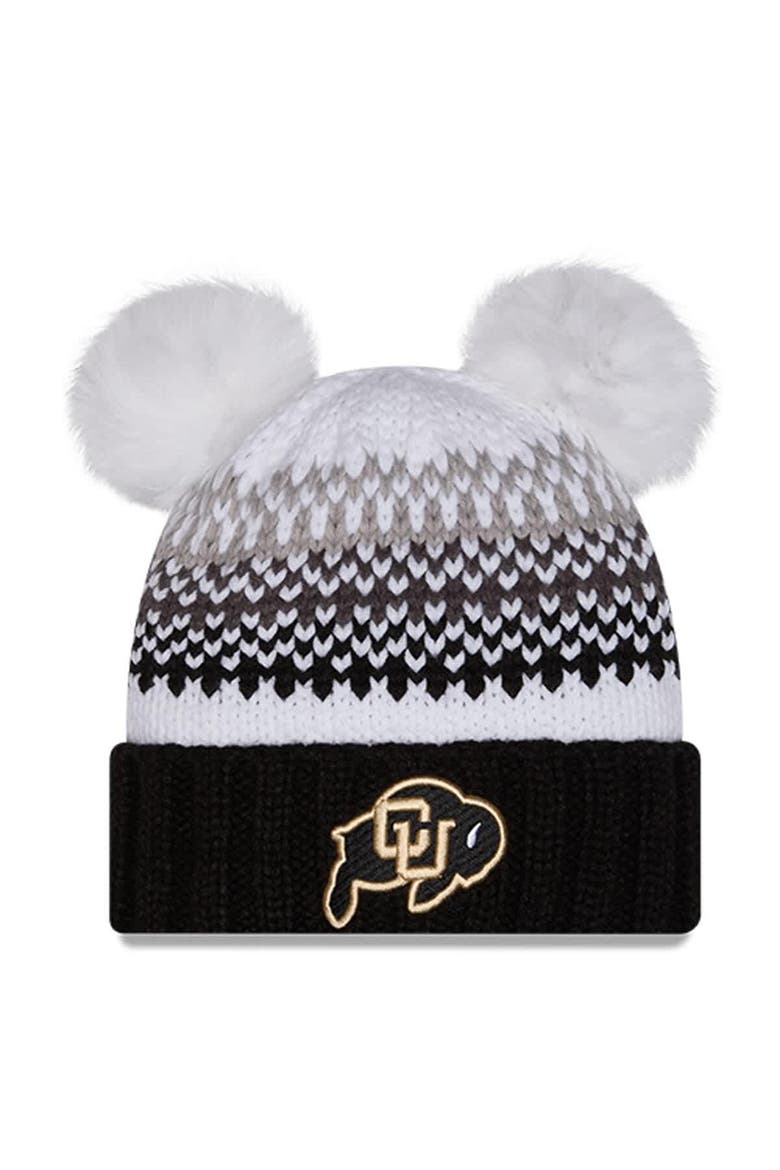 Women's New Era  Black Colorado Buffaloes Double Pom & Print Cuffed Knit Hat, Main, color, Black