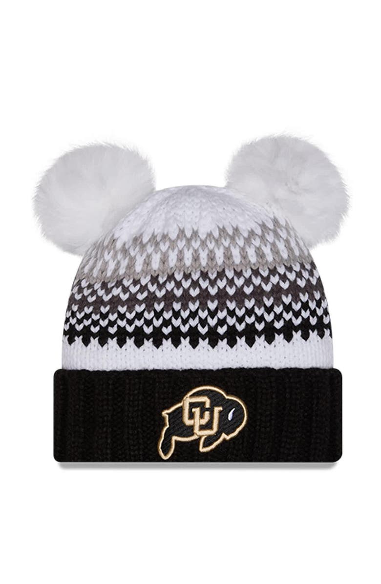 New Era Women's New Era  Black Colorado Buffaloes Double Pom & Print Cuffed Knit Hat, Main, color, Black