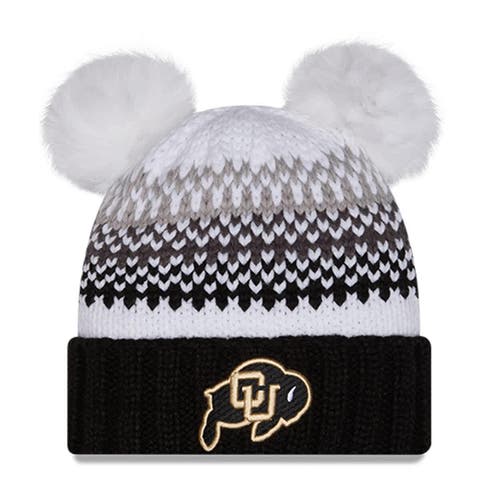 Women's New Era  Black Colorado Buffaloes Double Pom & Print Cuffed Knit Hat