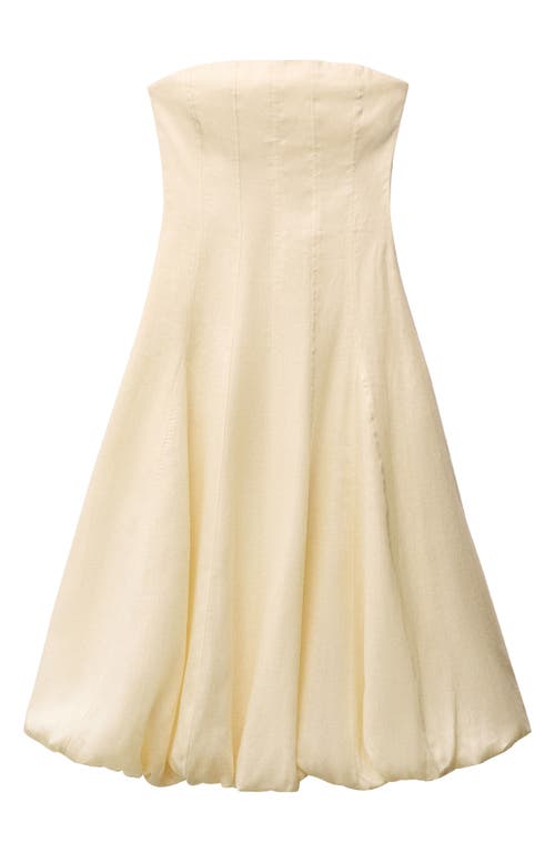 Shop Mango Strapless Bubble Hem Linen Dress