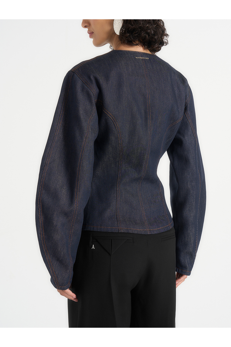 Aya Denim Hourglass Jacket, Alternate, color, Indigo