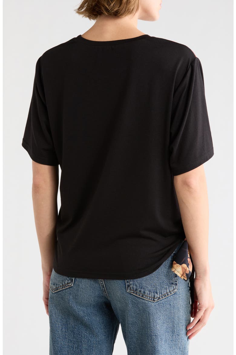 Floral Tie Hem Top, Alternate, color, BLACK BLOOM