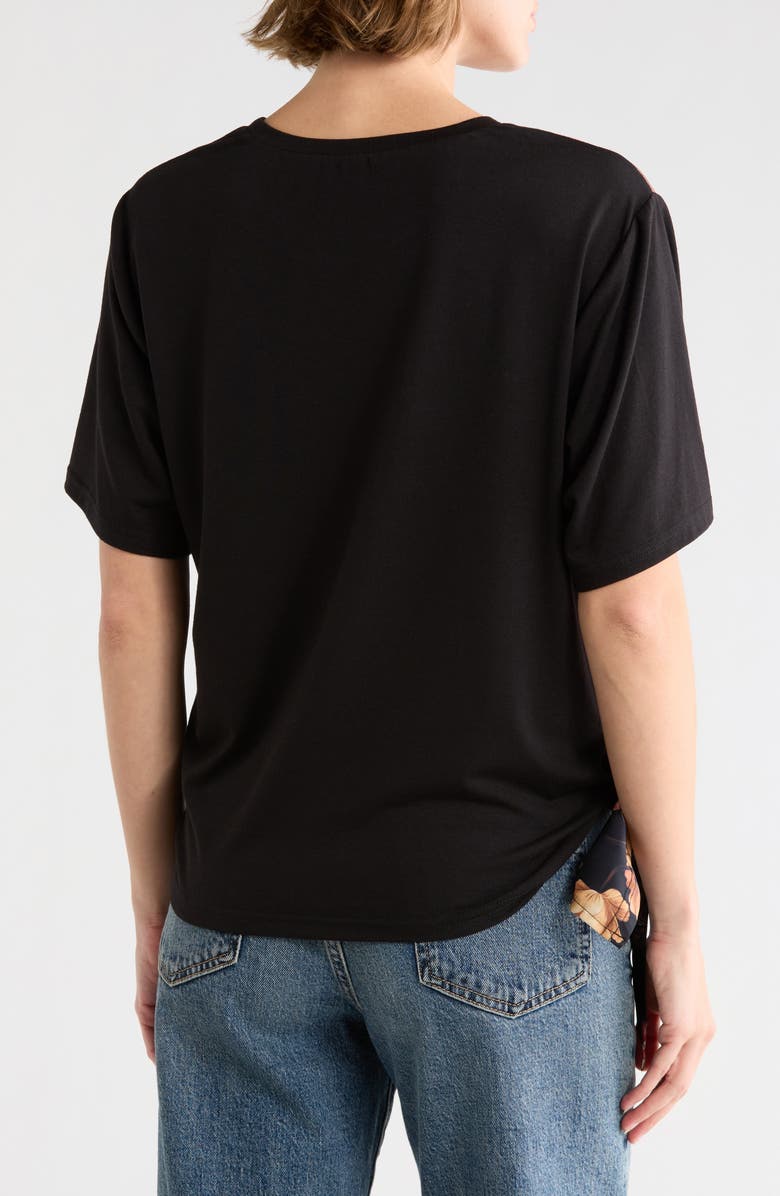 Gemma + Jane Floral Tie Hem Top, Alternate, color, Black Bloom