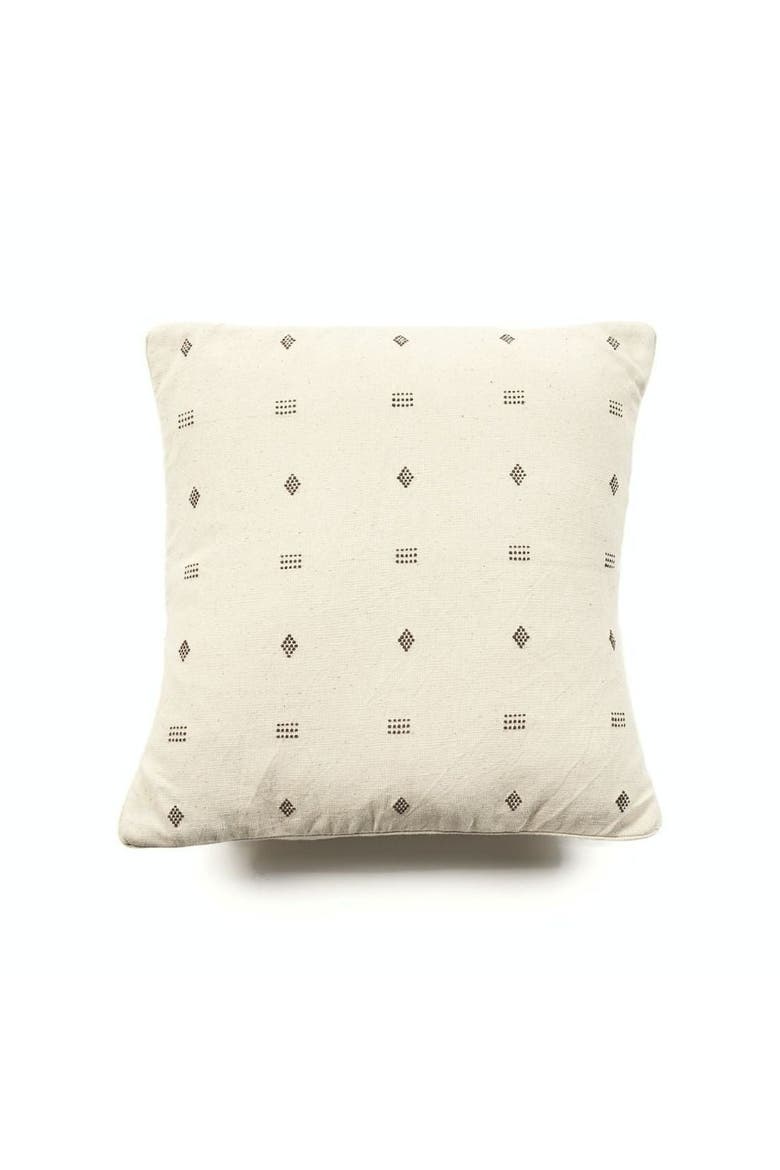 Nira Ochre Hand Spun Organic Cotton Handloom Pillow, Main, color, White/Ochre