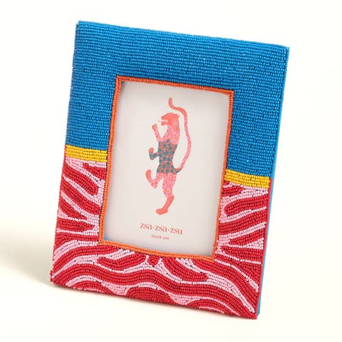 Dadri Decorative  Beaded Wood Frame 8X7 In