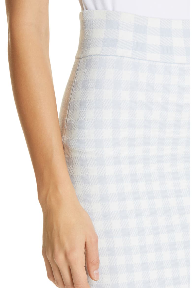 Jonathan Simkhai Gingham Knit Trumpet Skirt, Alternate, color, LIGHT BLUE