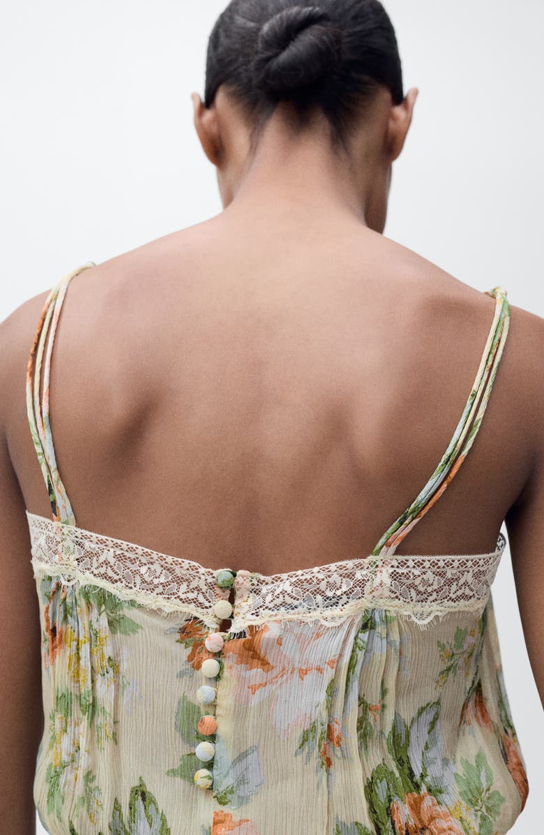 MANGO Floral Tie Leg Jumpsuit, Alternate, color, Ecru