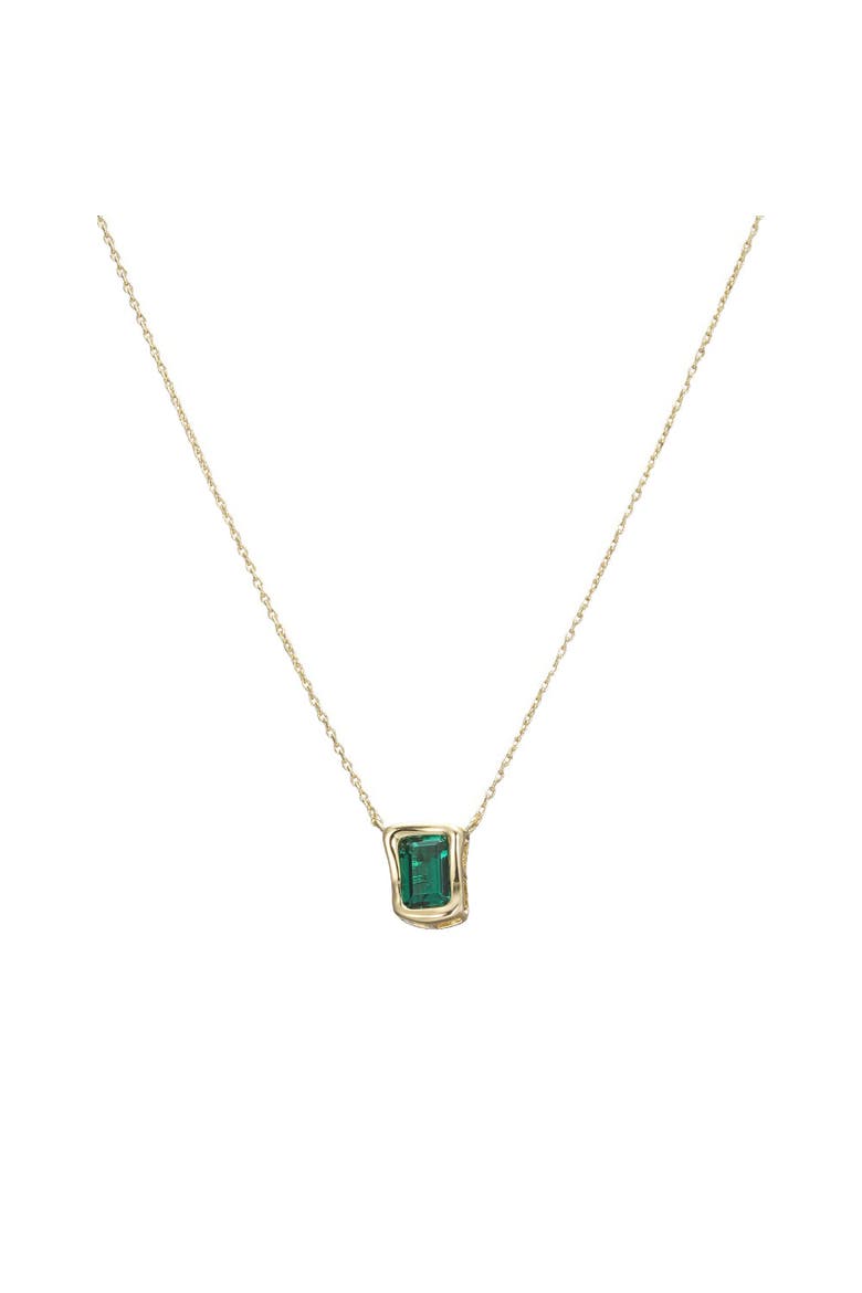 Emerald Green Curved Bezel Pendant Necklace, Main, color, Emerald Green