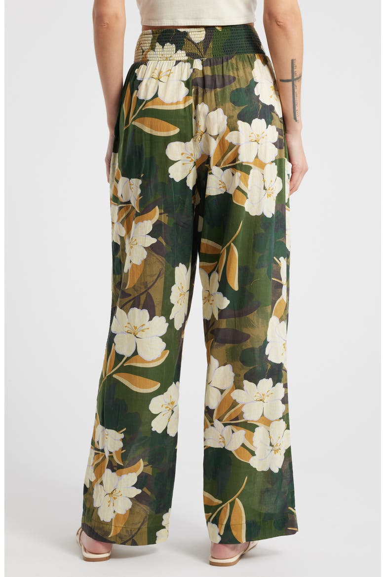 Brendon Floral Wide Leg Cotton Pants, Alternate, color, PLUMERIAS