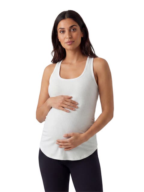 Maternity Basic Ribbed Knit Sleeveless Scoop Neck Long Flared Tank Top