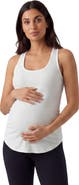 24seven Comfort Apparel Maternity Basic Ribbed Knit Sleeveless Scoop Neck Long Flared Tank Top