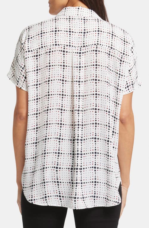 Nydj Becky Leaf Print Split Neck Woven Top In Blue