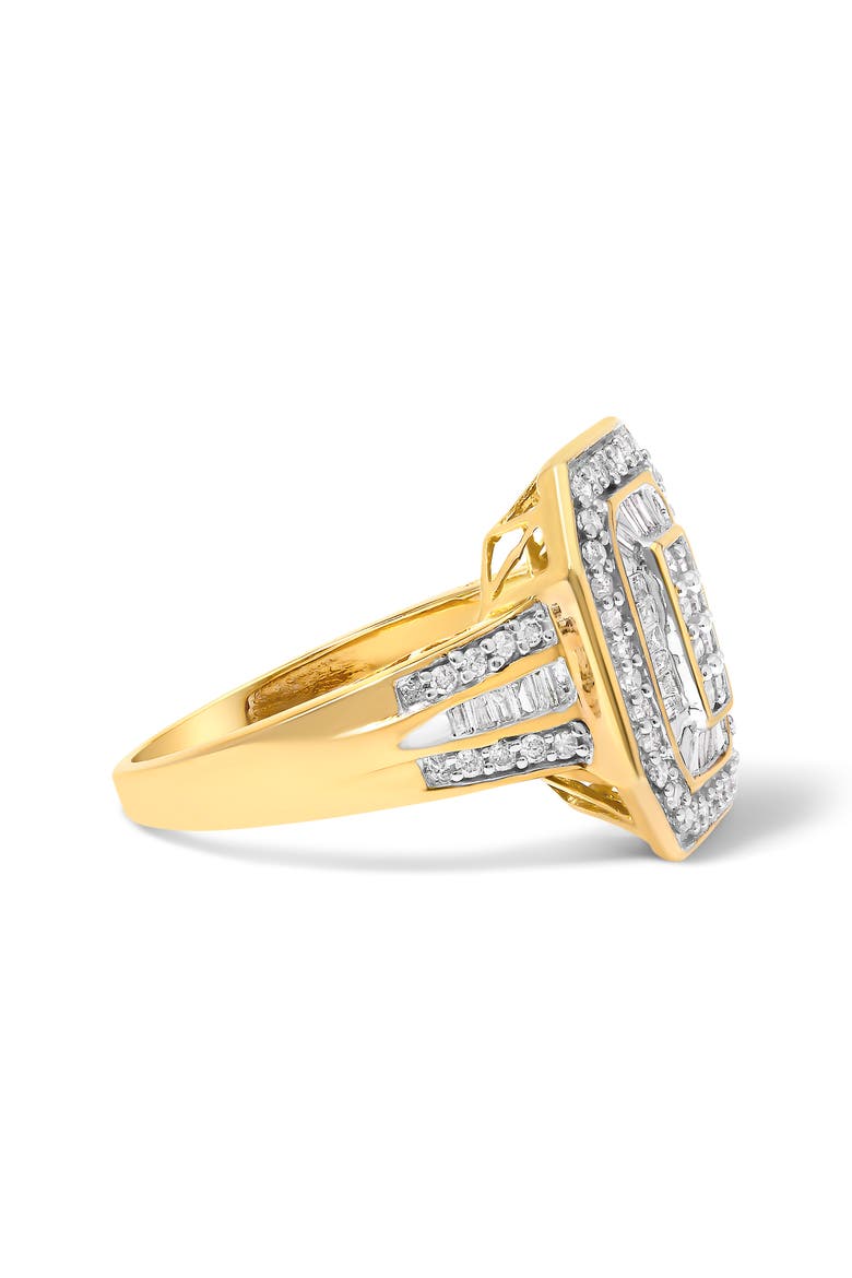 10K Gold 1.0 Cttw Diamond Double Halo Frame Cocktail Ring, Alternate, color, Yellow Gold
