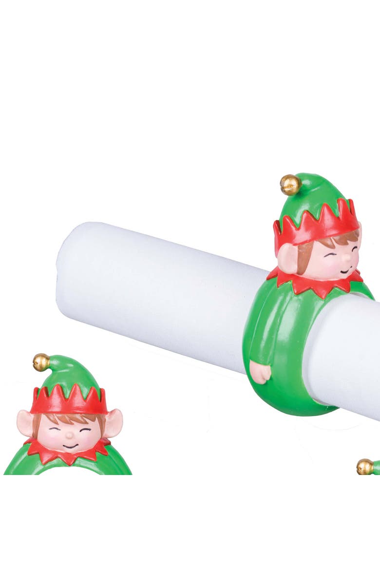 Elf Napkin Rings, Set of 4, Alternate, color, Green