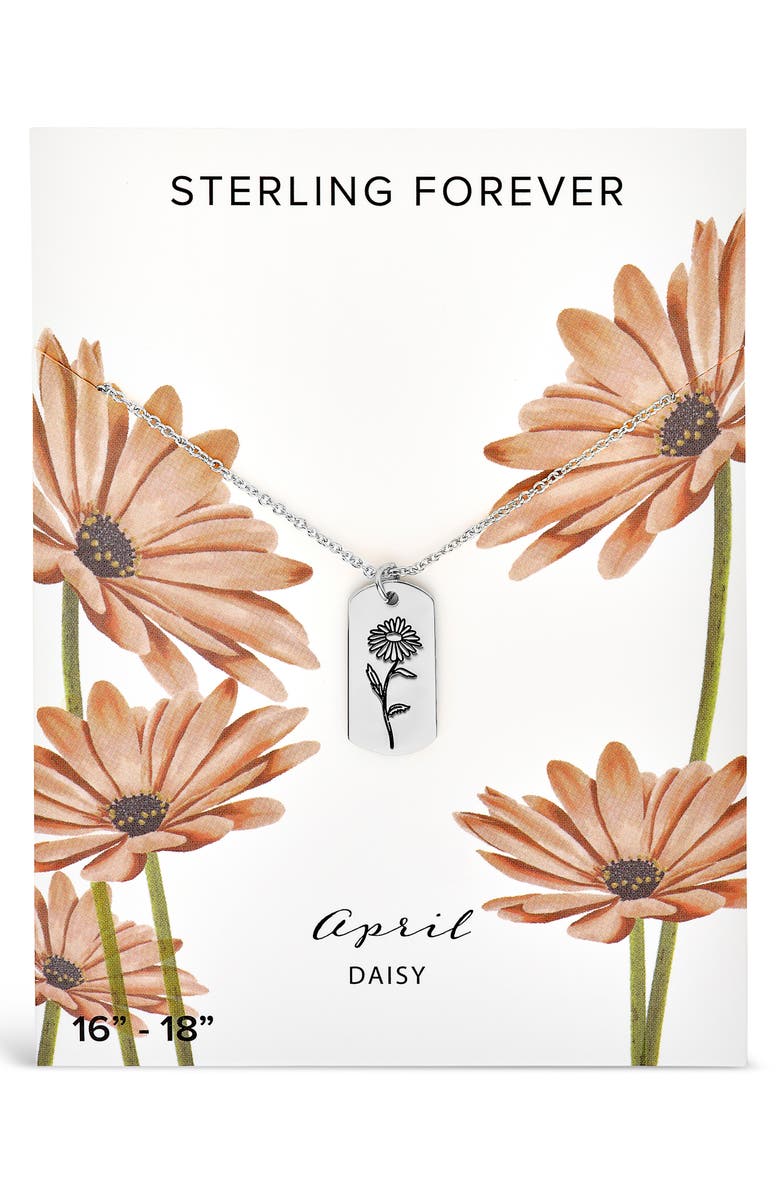 Sterling Forever Birth Flower Pendant Necklace, Alternate, color, Silver/ April