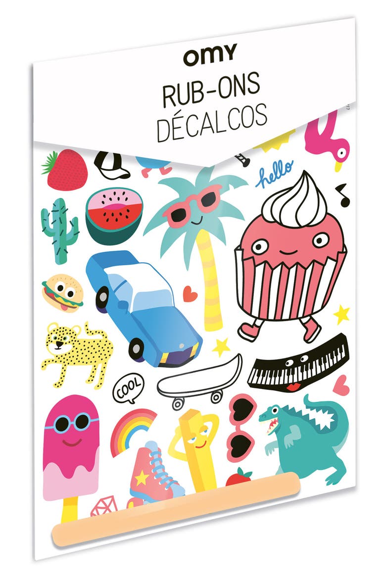Party Set of 20 Temporary Rub-On Decals, Main, color, PARTY