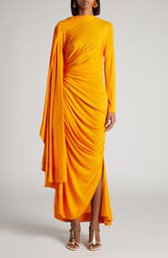 Bottega Veneta Asymmetric Draped Jersey Maxi Dress