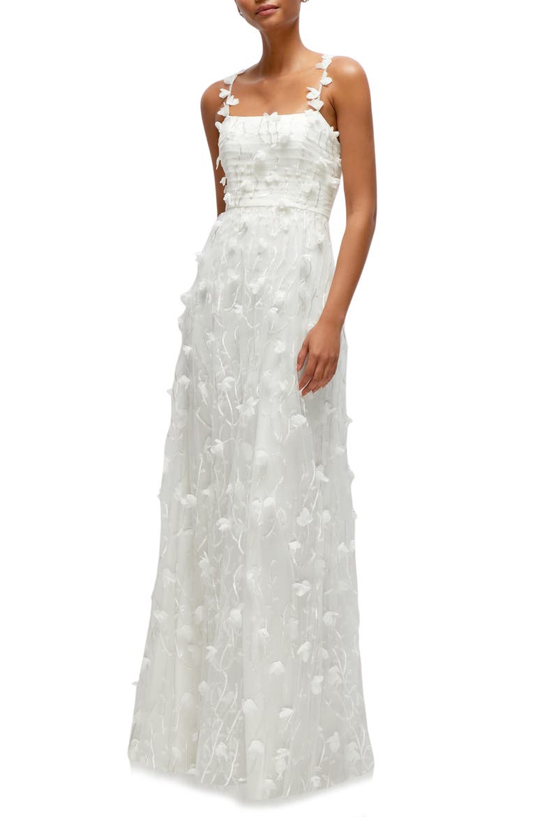 Floral Embroidered Gown, Main, color, IVORY