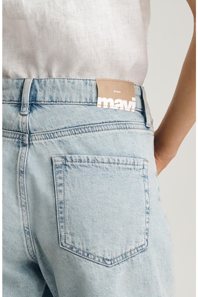 Nella Drawstring Mid Thigh Denim Shorts, Alternate, color, DENIM LIGHT BLUE