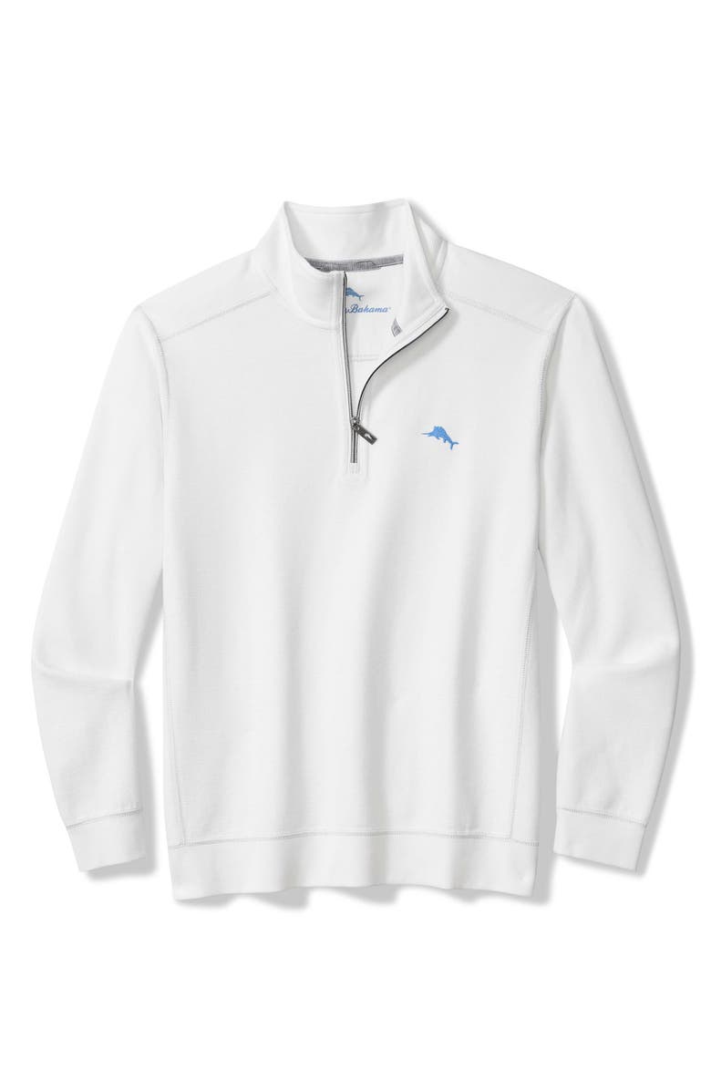 Tommy Bahama Montego Bay Textured Cotton & Lyocell Half Zip Pullover, Main, color, White